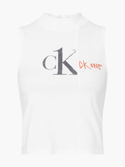 Calvin Klein Ruhák HU721270 | Calvin Klein CK ONE Organic Cotton Turtleneck Női Felsők Világos Fehér